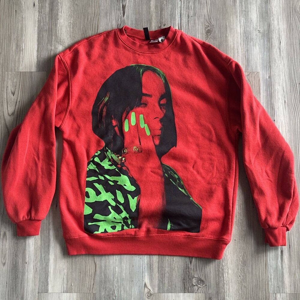 Divided H&M Label - BILLIE EILISH Red And Green Crewneck Sweatshirt Size xS